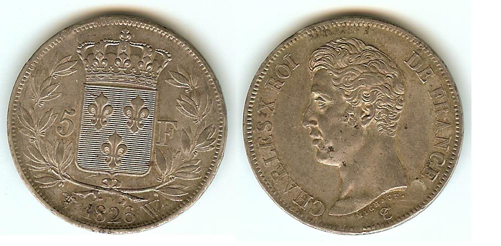 5 Francs Charles X 1826W Lille virtually Unc.